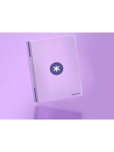 Cuaderno espiral antartik a4 micro tapa dura 80h 100 gr cuadro 5 mm sin bandas 4 taladros color lavanda