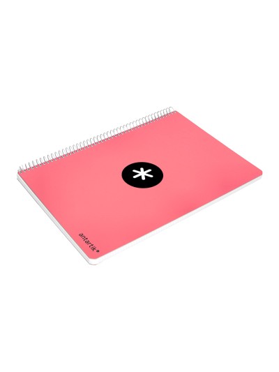 Cuaderno espiral antartik a4 micro tapa dura 80 h 100 gr cuadro 5mm sin bandas 4 taladros color coral