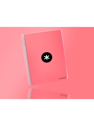 Cuaderno espiral antartik a4 micro tapa dura 80 h 100 gr cuadro 5mm sin bandas 4 taladros color coral