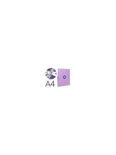 Carpeta antartik a4 forrada 4 anillas 25 mm redondas color lavanda