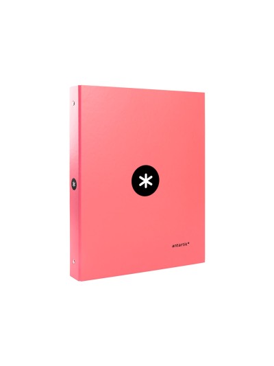 Carpeta antartik a4 forrada 4 anillas 25 mm redondas color coral