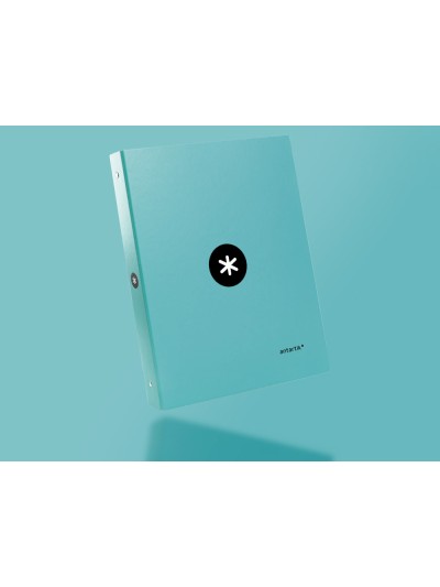 Carpeta antartik a4 forrada 4 anillas 25 mm redondas color menta