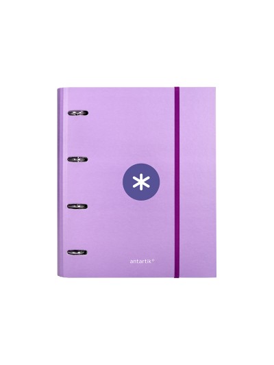 Carpeta con recambio antartik a4 cuadro 5mm forrada 4 anillas 40mm redondas con solapa color lavanda