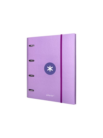 Carpeta con recambio antartik a4 cuadro 5mm forrada 4 anillas 40mm redondas con solapa color lavanda