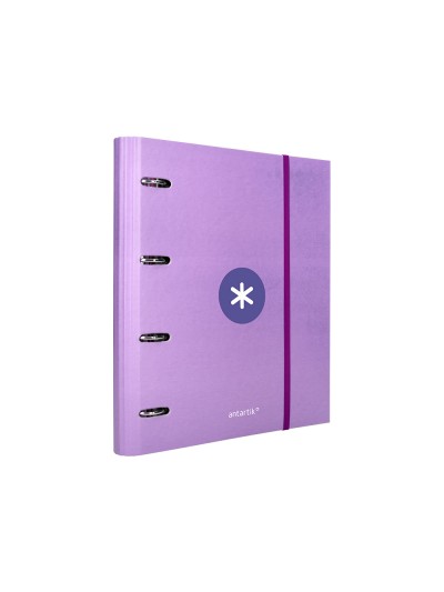 Carpeta con recambio antartik a4 cuadro 5mm forrada 4 anillas 40mm redondas con solapa color lavanda