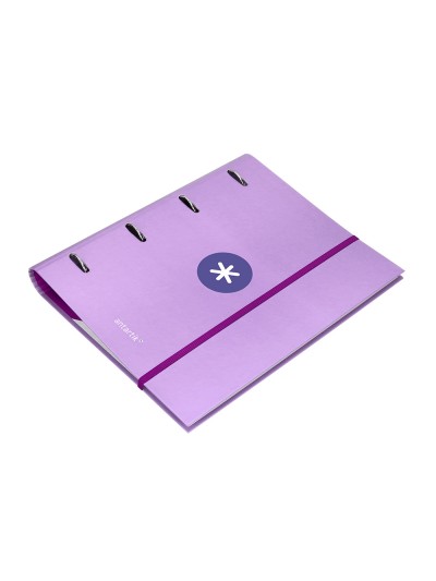 Carpeta con recambio antartik a4 cuadro 5mm forrada 4 anillas 40mm redondas con solapa color lavanda