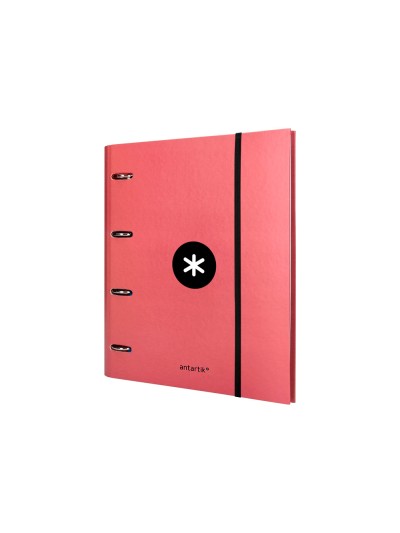 Carpeta con recambio antartik a4 cuadro 5mm forrada 4 anillas 40mm redondas con solapa color coral