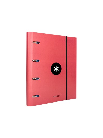 Carpeta con recambio antartik a4 cuadro 5mm forrada 4 anillas 40mm redondas con solapa color coral