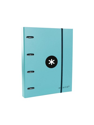Carpeta con recambio antartik a4 cuadro 5mm forrada 4 anillas 40mm redondas con solapa color menta