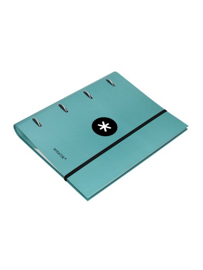 Carpeta con recambio antartik a4 cuadro 5mm forrada 4 anillas 40mm redondas con solapa color menta