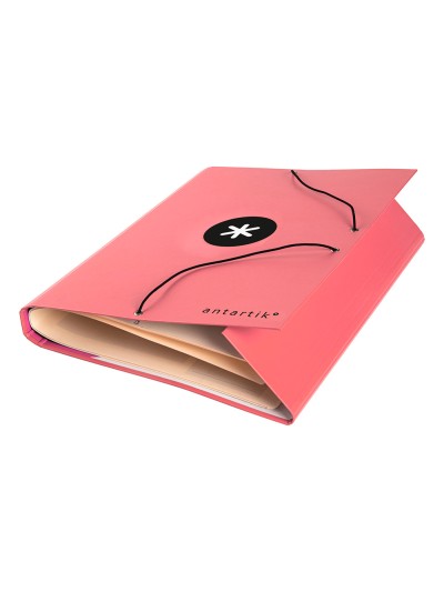 Carpeta antartik clasificadora a4 12 departamentos goma carton forrado color coral