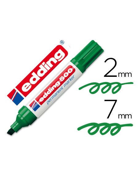 Rotulador edding marcador permanente 500 verde punta biselada 7 mm