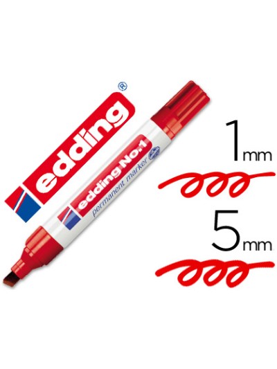 Rotulador edding marcador permanente 1 rojo punta biselada 5 mm recargable