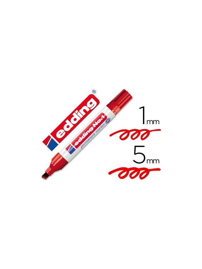 Rotulador edding marcador permanente 1 rojo punta biselada 5 mm recargable Rotulador edding marcador permanente 1 rojo punta biselada 5 mm recargable