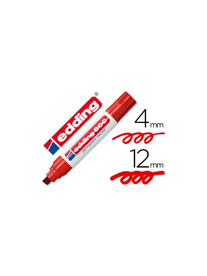 Rotulador edding marcador permanente 800 rojo punta biselada 12 mm recargable Rotulador edding marcador permanente 800 rojo punta biselada 12 mm recargable