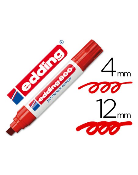 Rotulador edding marcador permanente 800 rojo punta biselada 12 mm recargable