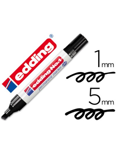 Rotulador edding marcador permanente 1 negro punta biselada 5 mm recargable