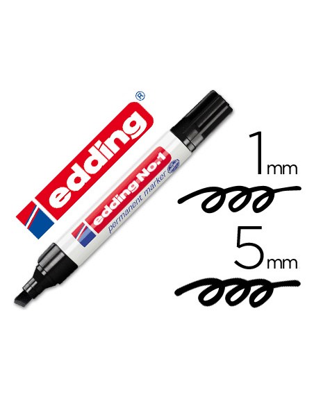 Rotulador edding marcador permanente 1 negro punta biselada 5 mm recargable