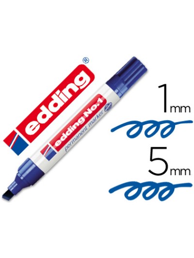 Rotulador edding marcador permanente 1 azul punta biselada 5 mm recargable