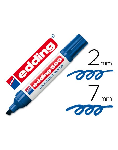 Rotulador edding marcador permanente 500 azul punta biselada 7 mm recargable