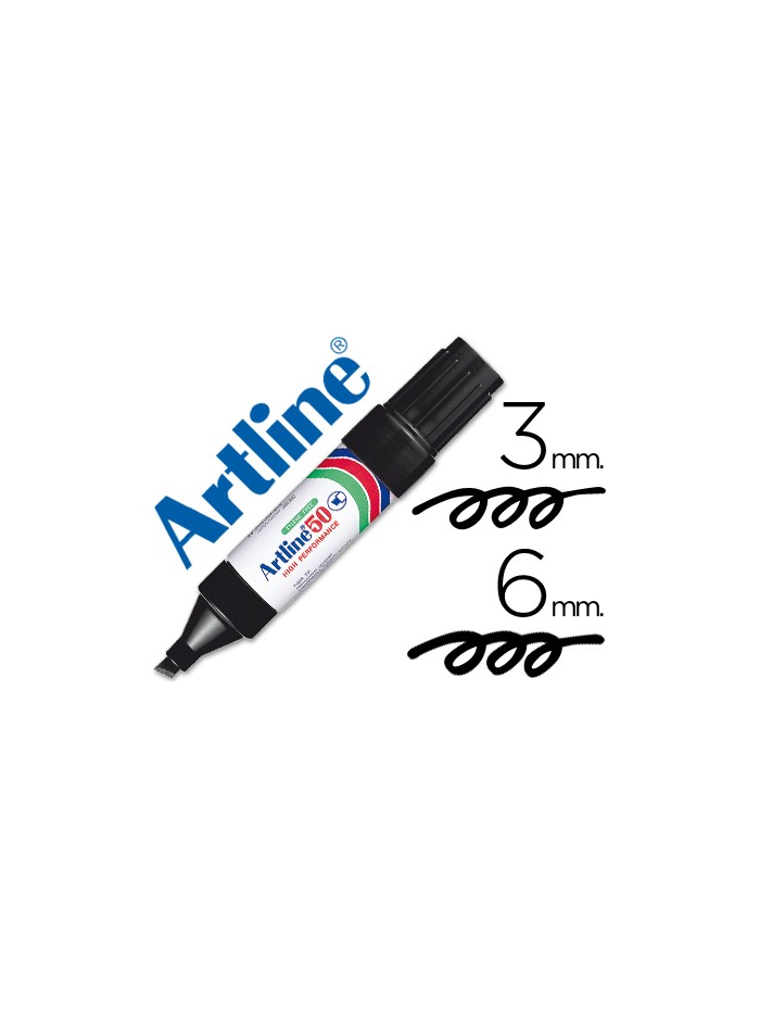 Rotulador artline marcador permanente ek-50 negro punta biselada 6 mm papel metal y cristal Rotulador artline marcador permanente ek-50 negro punta biselada 6 mm papel metal y cristal
