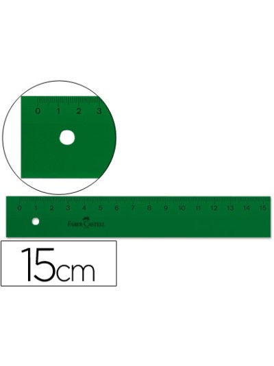 Regla faber castell 15 cm plastico verde