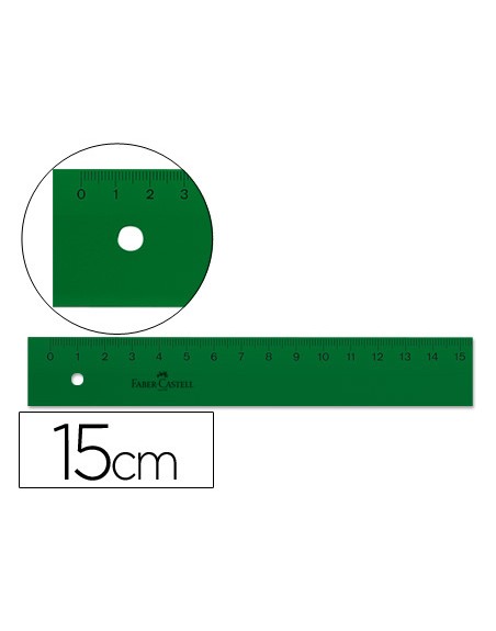 Regla faber castell 15 cm plastico verde