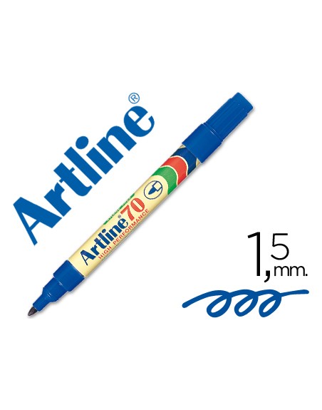 Rotulador artline marcador permanente ek-70 azul punta redonda 1.5 mm papel metal y cristal