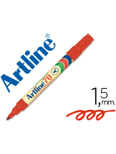 Rotulador artline marcador permanente ek-70 rojo punta redonda 1.5 mm papel metal y cristal