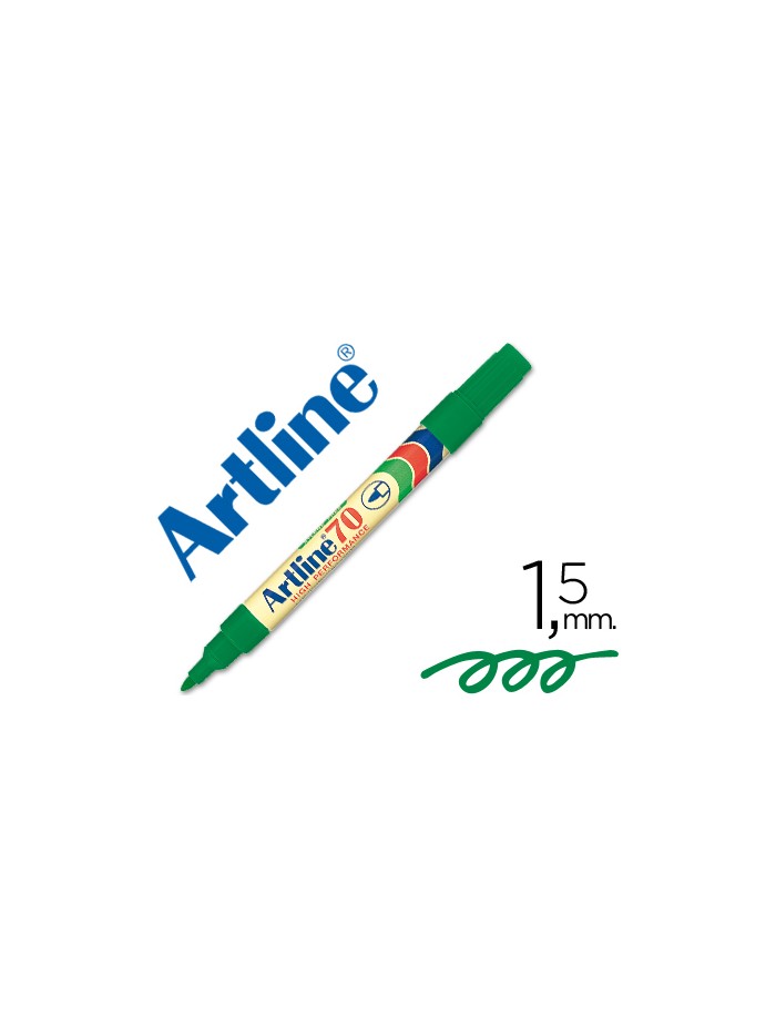 Rotulador artline marcador permanente ek-70 verde punta redonda 1.5 mm papel metal y cristal Rotulador artline marcador permanente ek-70 verde punta redonda 1.5 mm papel metal y cristal