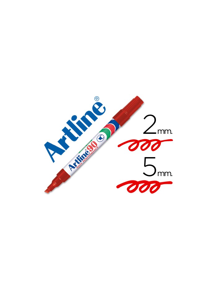 Rotulador artline marcador permanente ek-90 rojo punta biselada 5 mm papel metal y cristal Rotulador artline marcador permanente ek-90 rojo punta biselada 5 mm papel metal y cristal