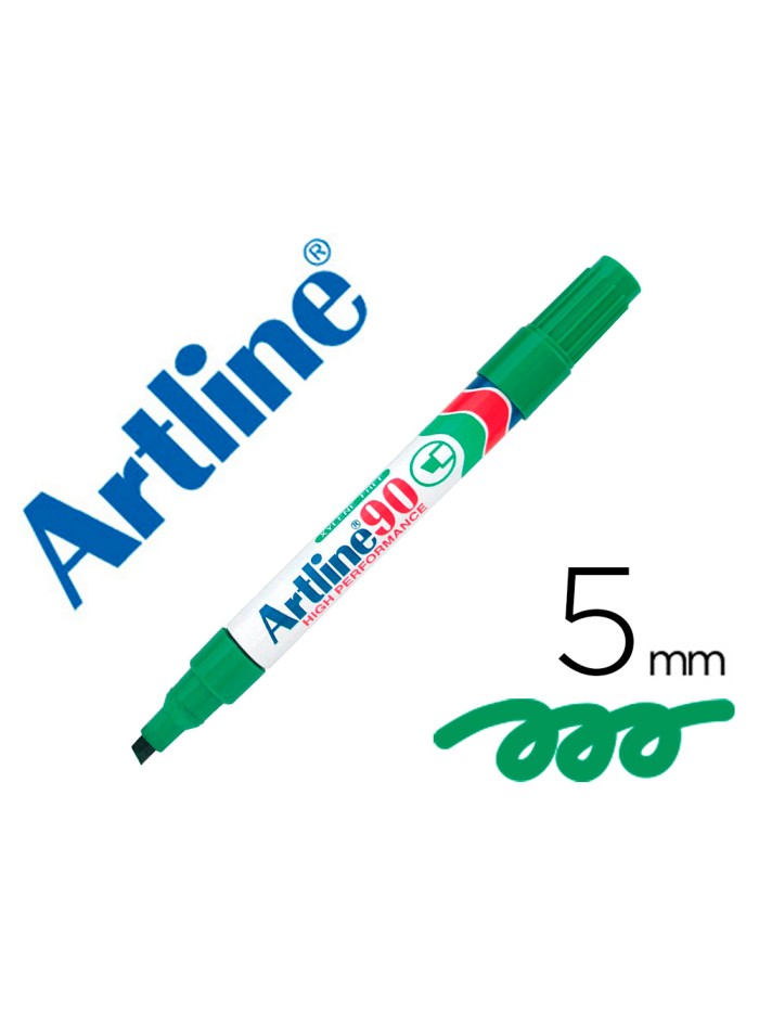 Rotulador artline marcador permanente ek-90 verde punta biselada 5 mm papel metal y cristal Rotulador artline marcador permanente ek-90 verde punta biselada 5 mm papel metal y cristal