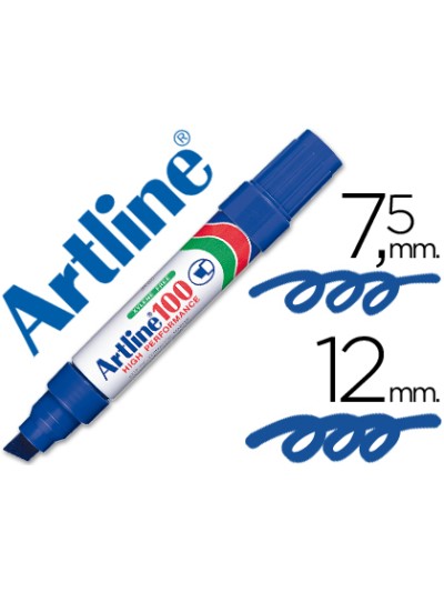 Rotulador artline marcador permanente 100 azul punta biselada