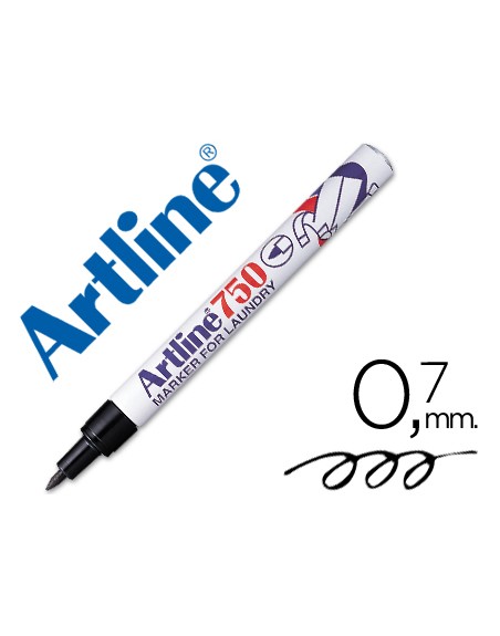 Rotulador artline marcador permanente lavable para textil ek-750 negro punta redonda 0,7 mm
