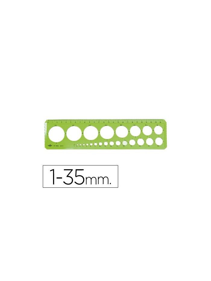 Plantilla domingo ferrer circulos 1-35 mm plastico verde Plantilla domingo ferrer circulos 1-35 mm plastico verde