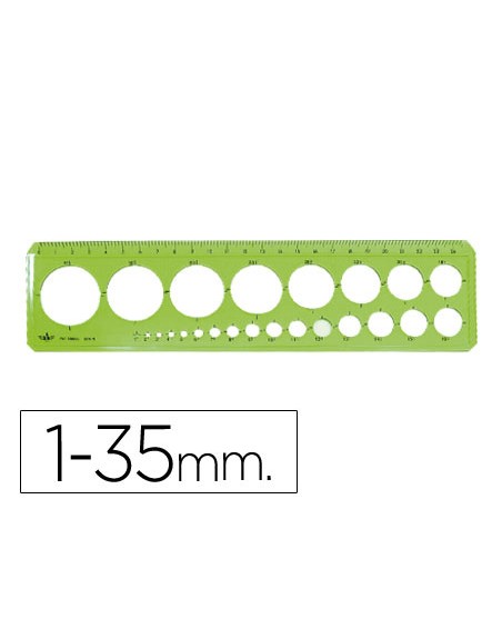 Plantilla domingo ferrer circulos 1-35 mm plastico verde