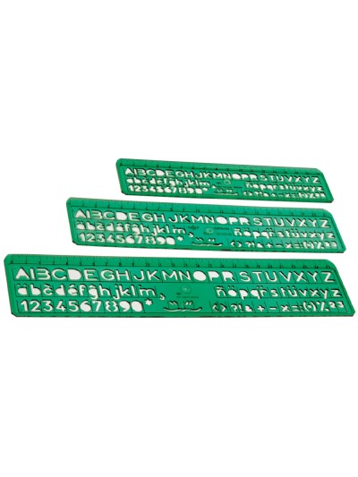 Normografo escolar domingo ferrer 6/8/10 mm plastico verde juego de 3 unidades