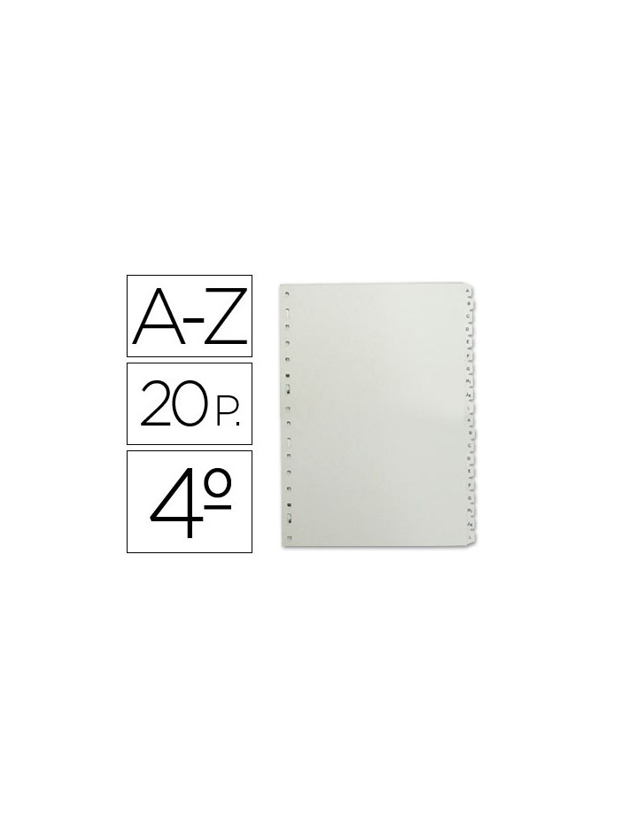 Separador alfabetico multifin 3002 plastico cuarto natural Separador alfabetico multifin 3002 plastico cuarto natural