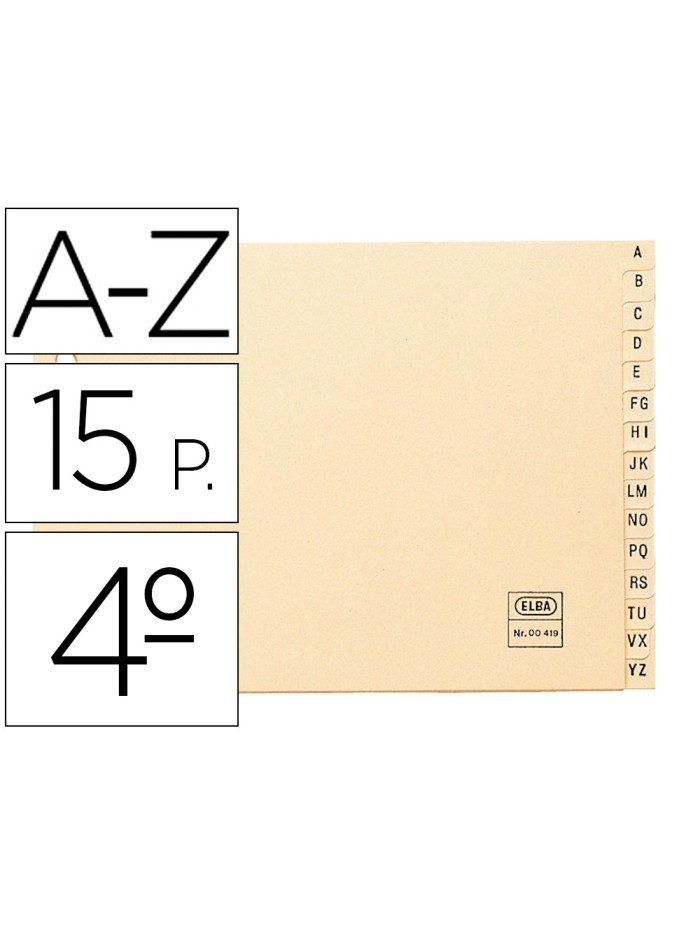 Indice alfabetico elba clasificador cartulina para archivador cuarto apaisado Indice alfabetico elba clasificador cartulina para archivador cuarto apaisado