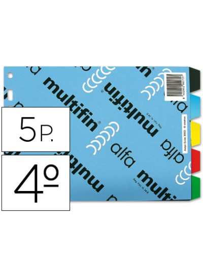 Separador multifin 3003 plastico cuarto apaisado 5 pestañas