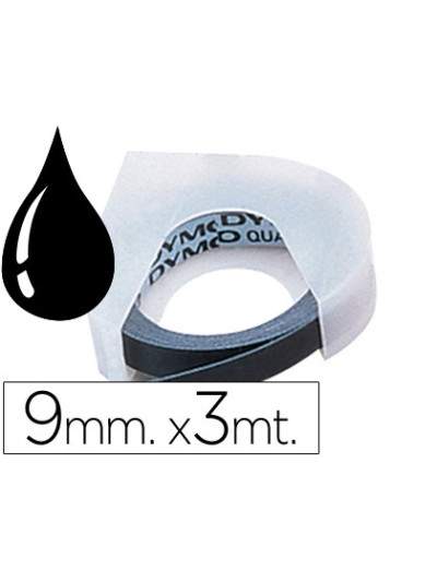 Cinta dymo 3d 9 mm x 3 mt negra tradicional
