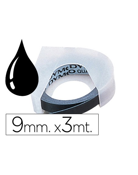 Cinta dymo 3d 9 mm x 3 mt negra tradicional