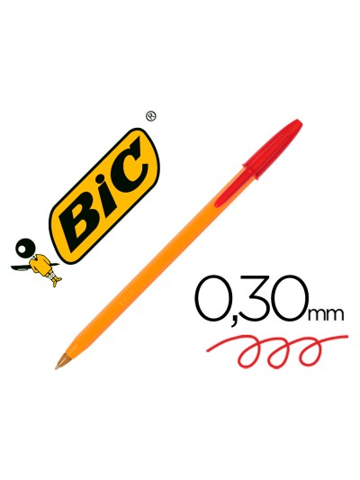 Boligrafo bic naranja fine original rojo