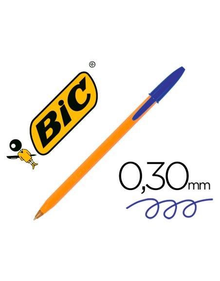 Boligrafo bic naranja fine original azul