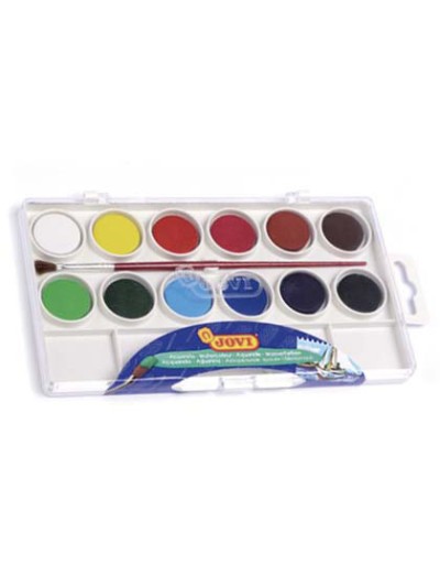Acuarela jovi 12 colores con pincel estuche de plastico