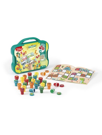 Juego maped creativ textur art sello dinosaurios maletin de 26 unidades
