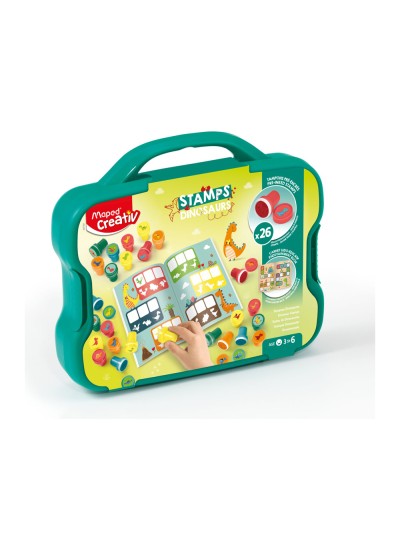 Juego maped creativ textur art sello dinosaurios maletin de 26 unidades