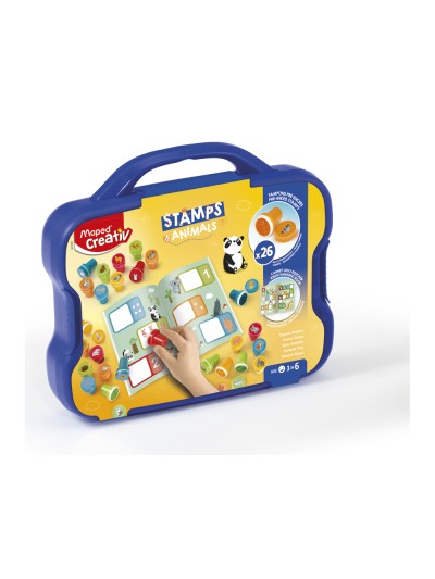 Juego maped creativ textur art sello animales maletin de 26 unidades