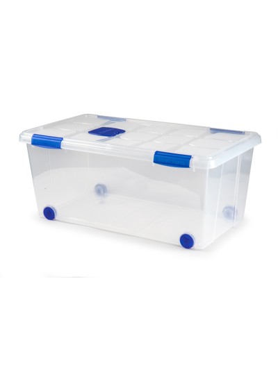 Contenedor plastico plasticforte n 7 transparente con tapa 61l 73x41x32 cm
