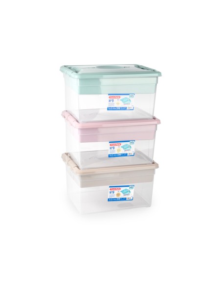 Caja organizadora plastico plasticforte n 9 con bandeja colores surtidos 27x34x18 cm